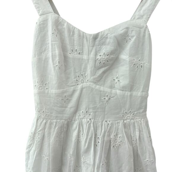 J.Crew Preppy Eyelet Midi Dress in‎ Bright White Pockets Size 00 - Picture 10 of 12
